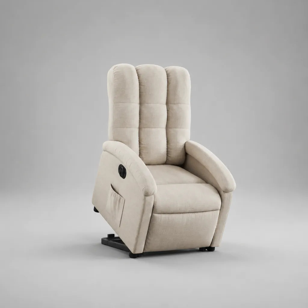 Relaxsessel Fernsehsessel Hochlehner mit verstellbarer Rückenlehne und Fußstütze, Polyester-Mikrofaser, Beige, 74 × 88 × 105 cm