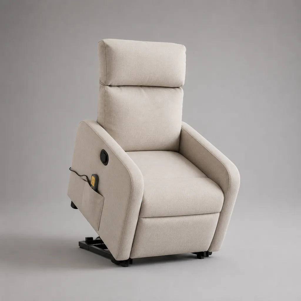 Elektrischer Fernsehsessel mit Aufstehhilfe und Liegefunktion, Polyester, Beige, 74 × 90 × 106 cm