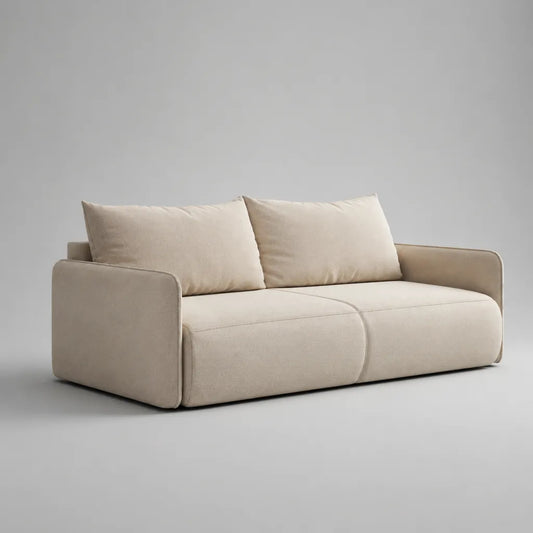 2-Sitzer-Sofa mit 2 losen Rückenkissen, Polyester-Chenille, Creme, 200 × 100 × 85 cm