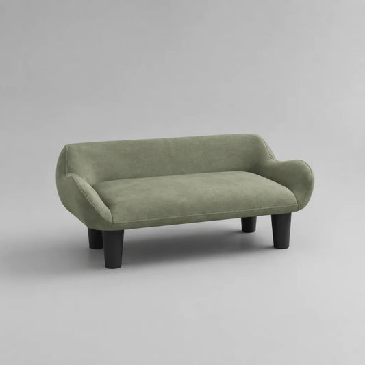 2-Sitzer-Sofa mit Polyester-Samtbezug, geschwungene Form, Olivgrün, 150 × 75 × 75 cm